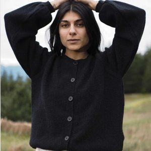 L'Envers Gaby 100% Alpaca Wool Cardigan Black
